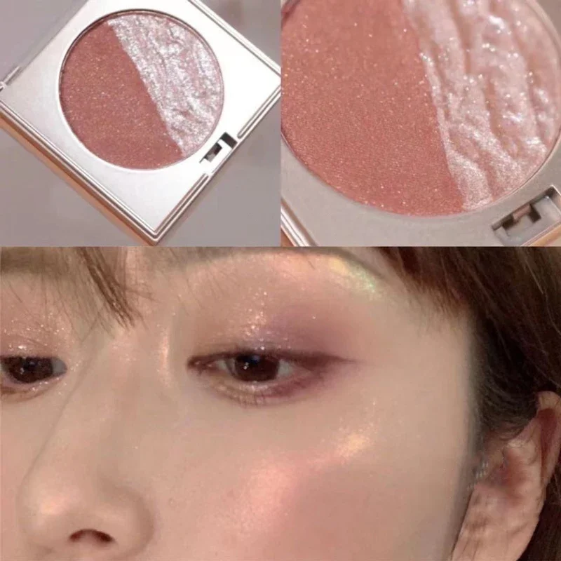 มันฝรั่งบด Highlighter Diamond Double Color Highlight Palette สีชมพูทอง Brighten Glitter Natural Contour Blush แต่งหน้า