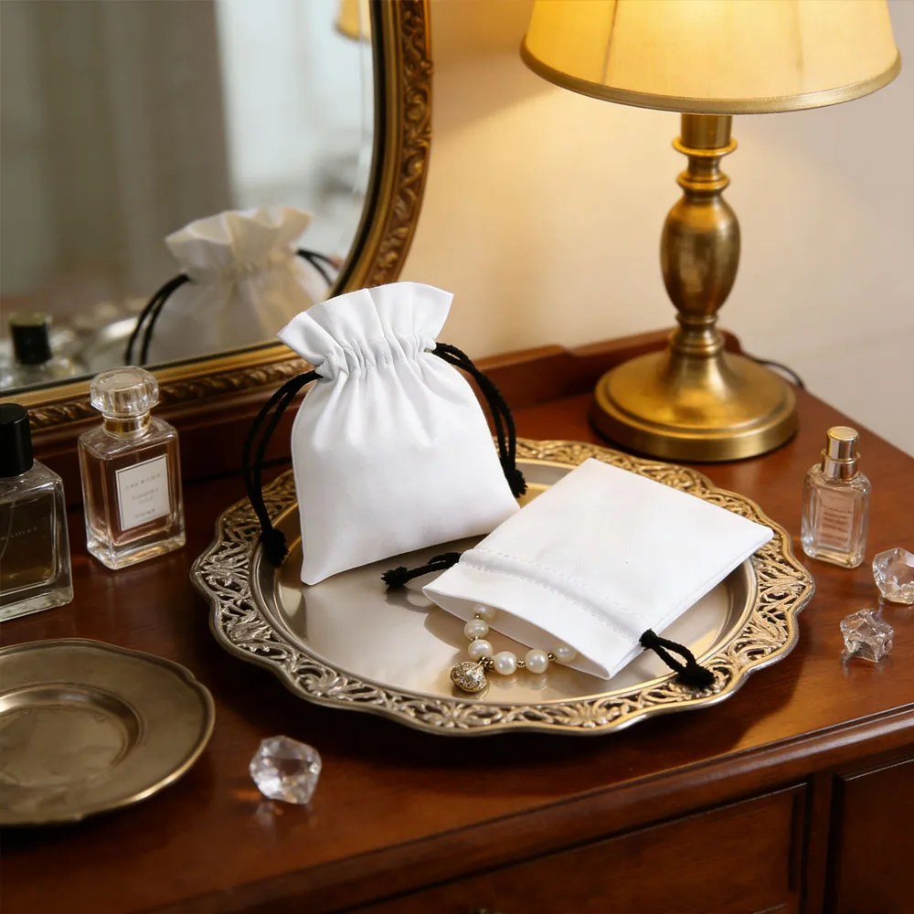 

50pcs White Cotton Drawstring Gift Bags Multi Size Jewelry Packaging Bags Wedding Party Decoration Drawable Bag Gift Pouch