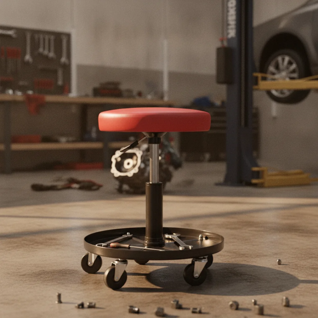 Mechanic Stool with Tool Tray Mobile Rolling Stool with Tool Tray Long-Lasting Sturdy for Mechanics, Auto Repair Shop