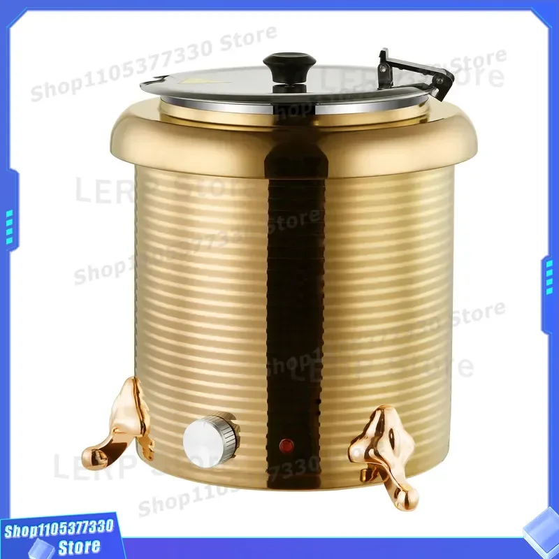 201 Stainless Steel Electric Soup Warmer Golden Food Heating Pot for Hotel Restaurant Commercial Service Keep Warm Low Price