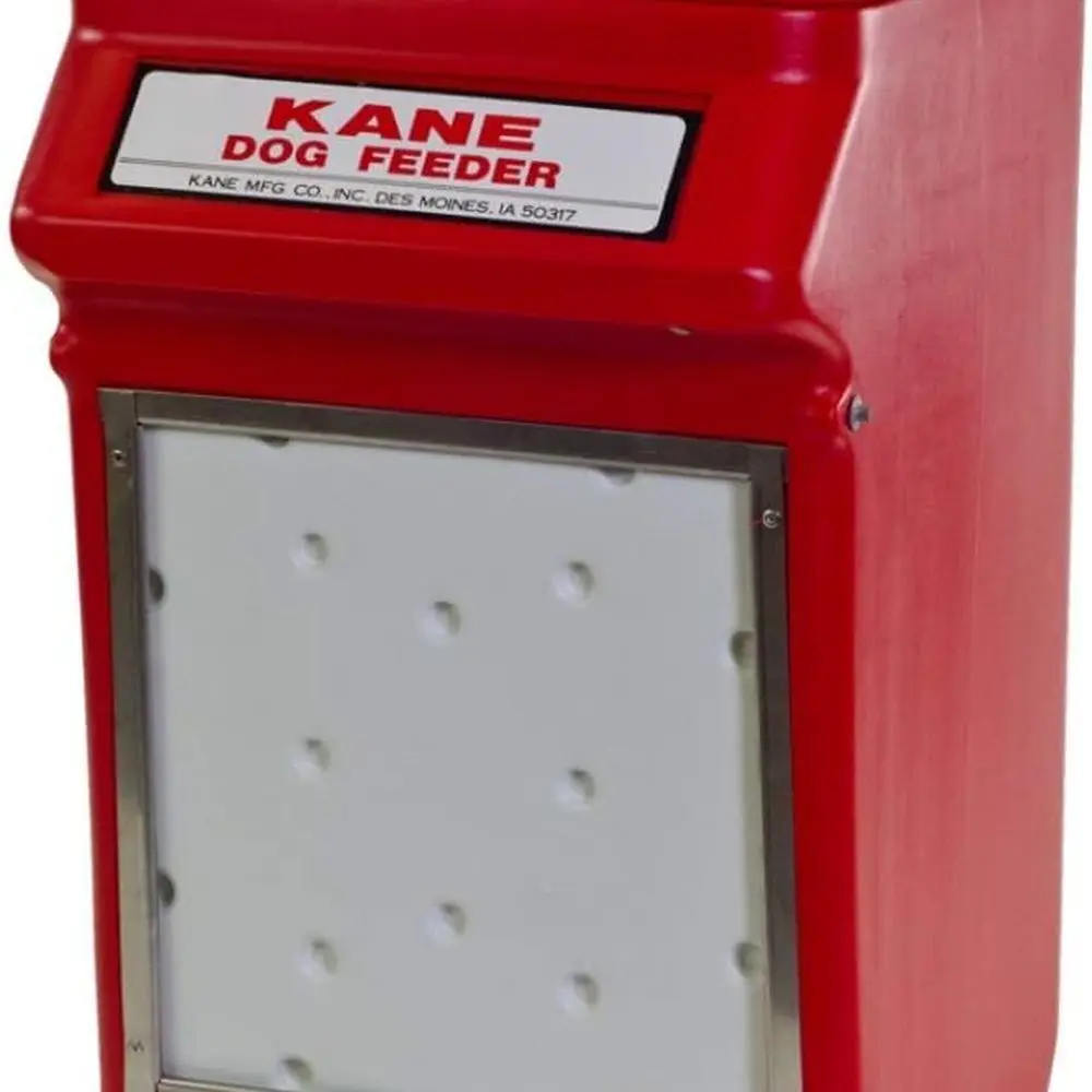 

Wall Mount Auto-Shut Dog Feeder, 25 lb Capacity, Bulk Pet Food Dispenser, Outside Dog Bowl is built to last with high density po