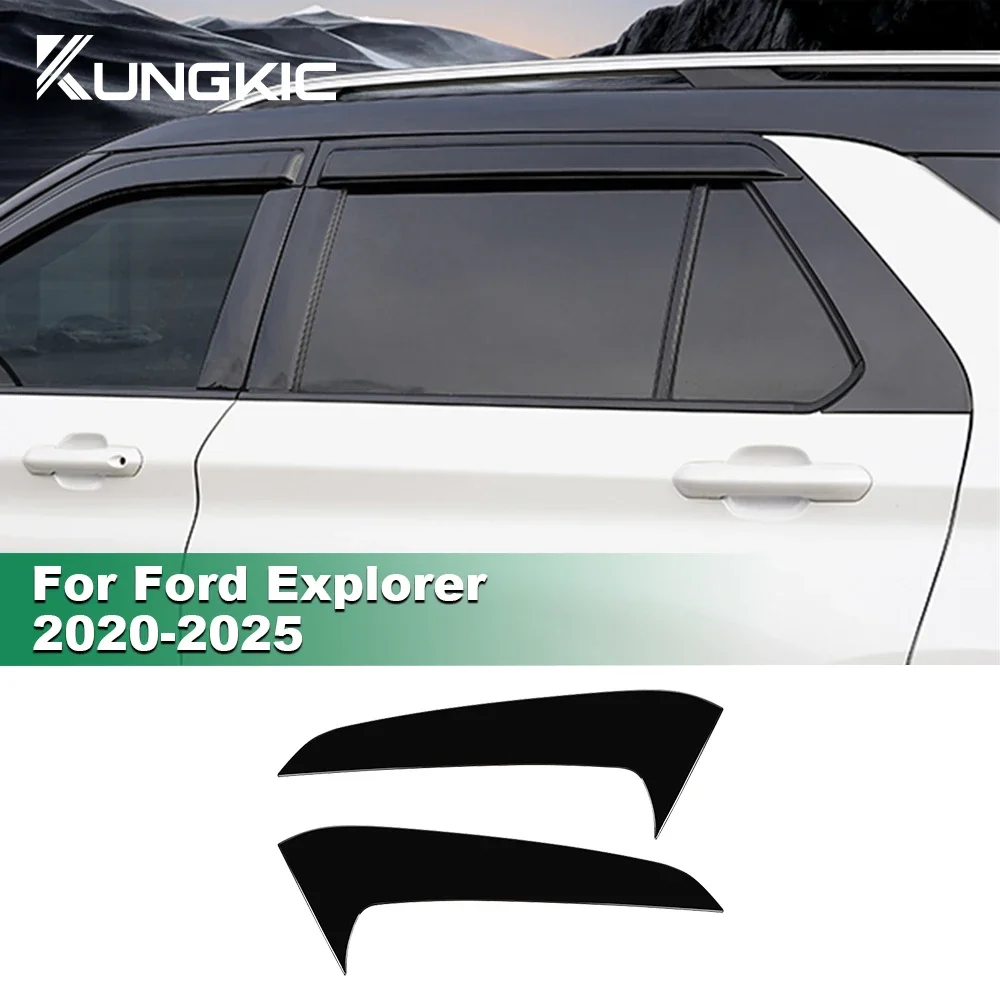 For Ford Explorer 2020 2021 2022 2023 2024 2025 Glossy Black Window Door Column C Pillar Post Cover Trim Stainless Steel Sticker