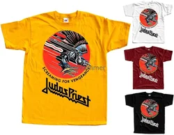 Judas Priester-Schreeuwen Om Wraakband Dtg T-Shirt (Wit Zwart) S-5Xl