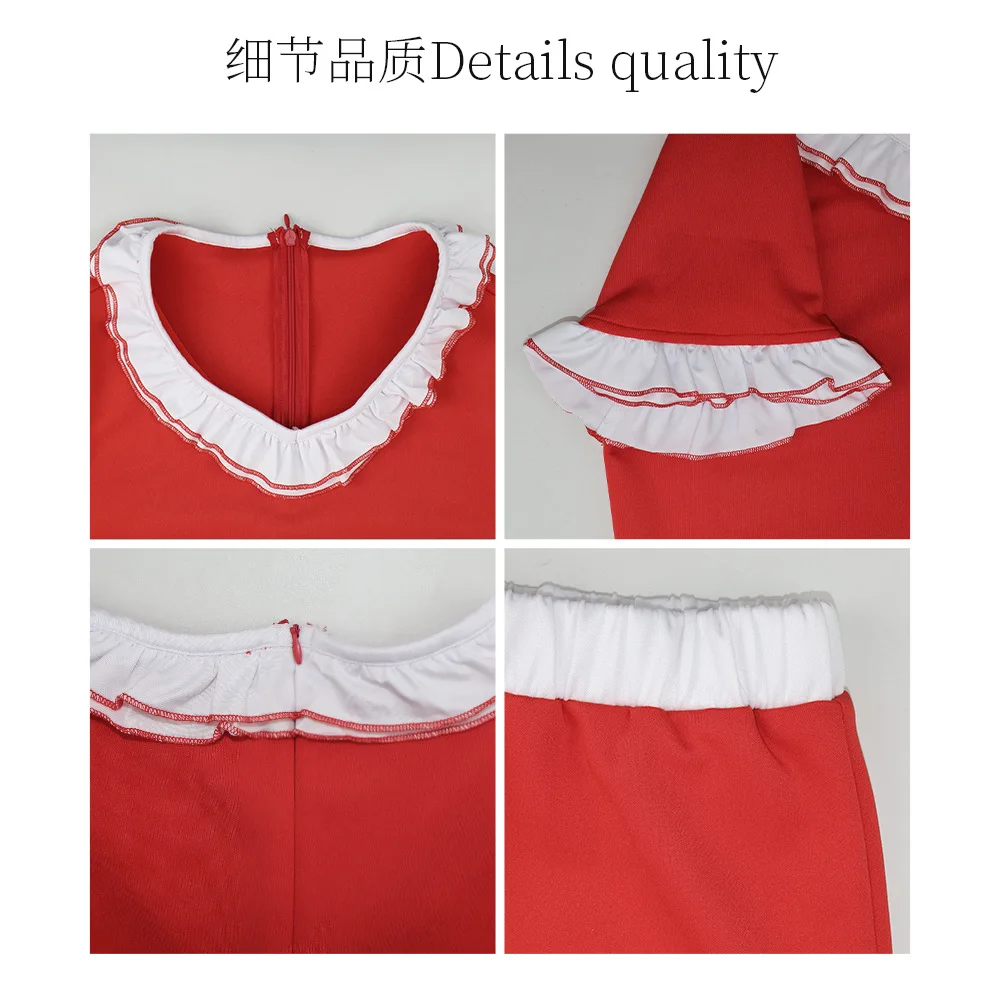 Vintage Night Sally Red Suit Cosplay Halloween Horror Party Stage Costume