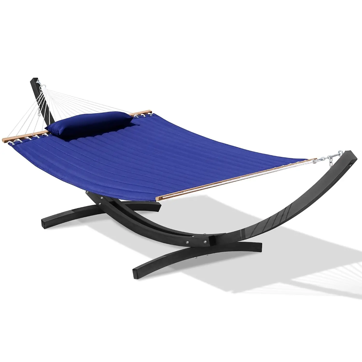 Double Quilted Hammock Curved Steel Stand Heavy Duty Weather-resistant Spreader Bar Outside Patio 450 Lbs, Customized