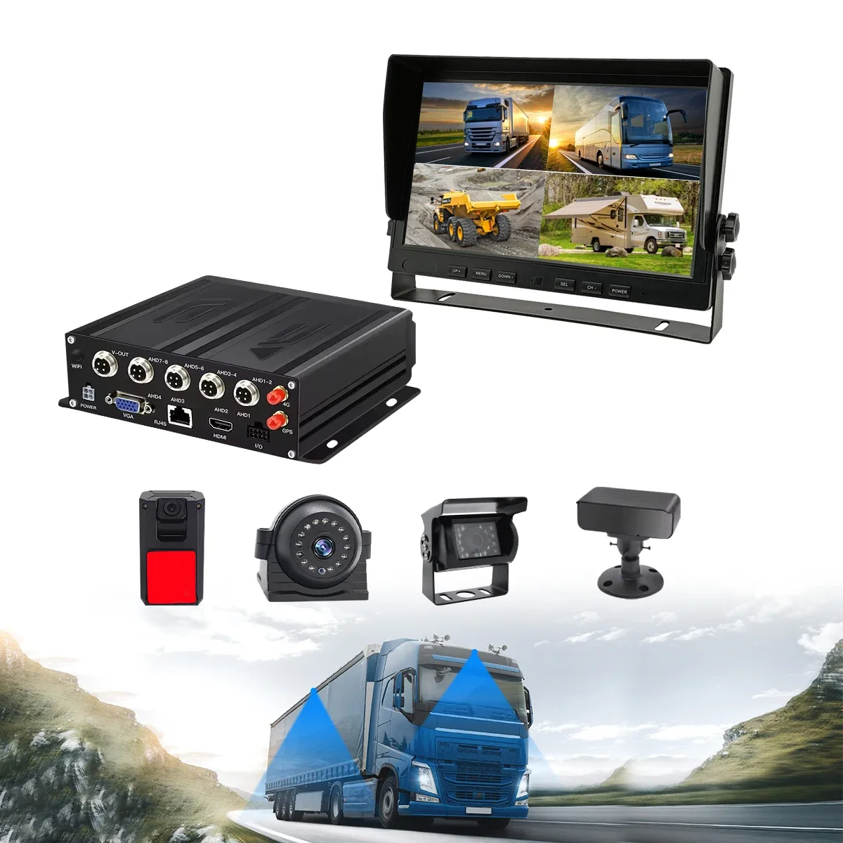 YWX 4 Channel 1080P AHD Car DVR Vehicle CCTV MDVR 2TB HDD Recording Truck/Taxi/Bus Camera System Mobile DVR Kits