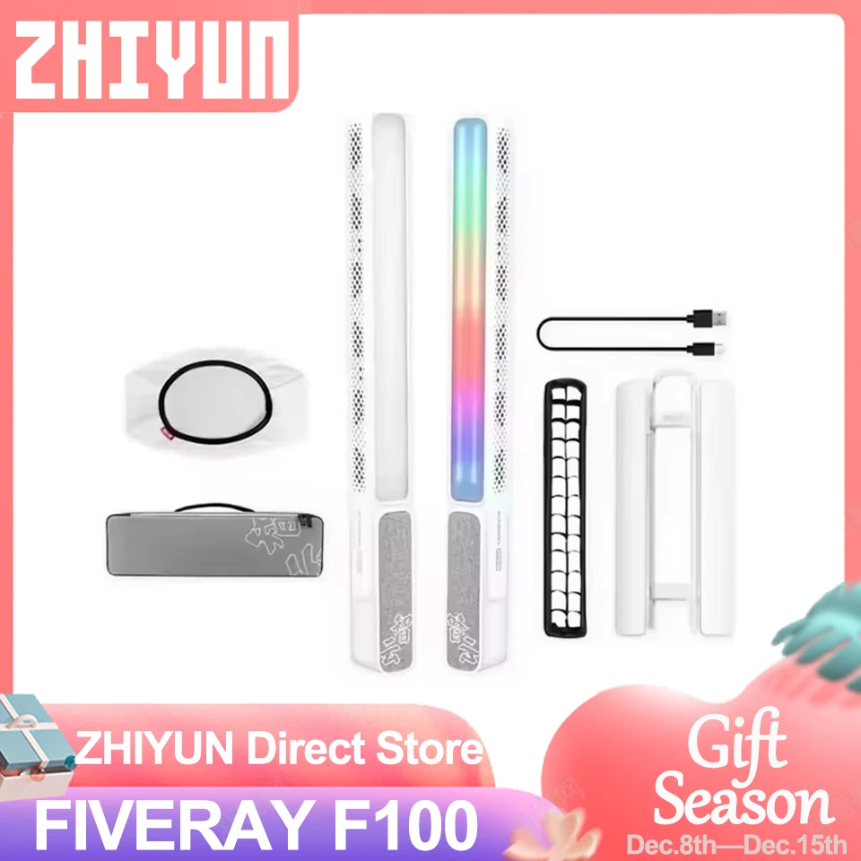 ZHIYUN FIVERAY F100 100W RGB LED Light Tube Wand Stick Light for Photography Streaming Interviewing Tiktok Youtube VS Sokani X25