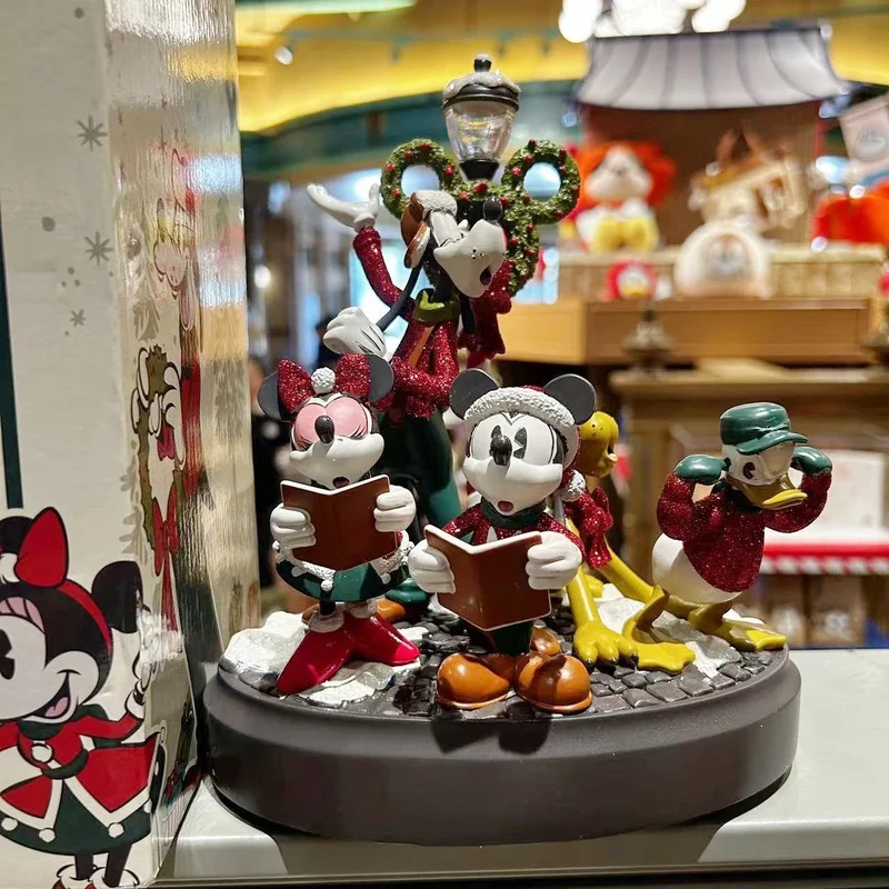 Disney Original 2022 Shanghai Cartoon Mickey Minnie Donald Duck Christmas Ornaments Figurine Gifts Collection Girlfriend Gifts