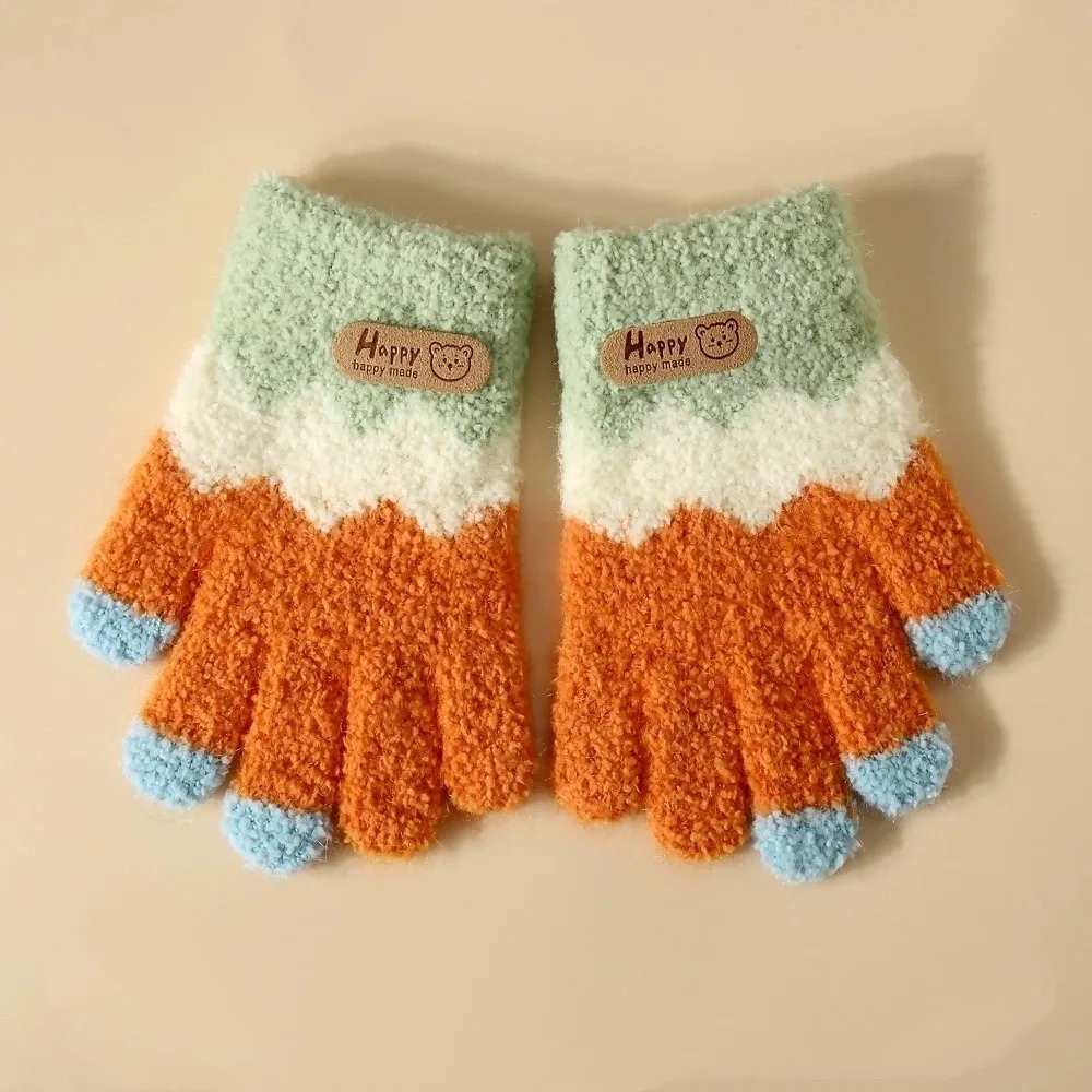 

Cute Cartoon Knitted Gloves Cold Resistant Teddy Bear Woolen Finger Gloves Warm Winter Gloves 2-5 Year Old