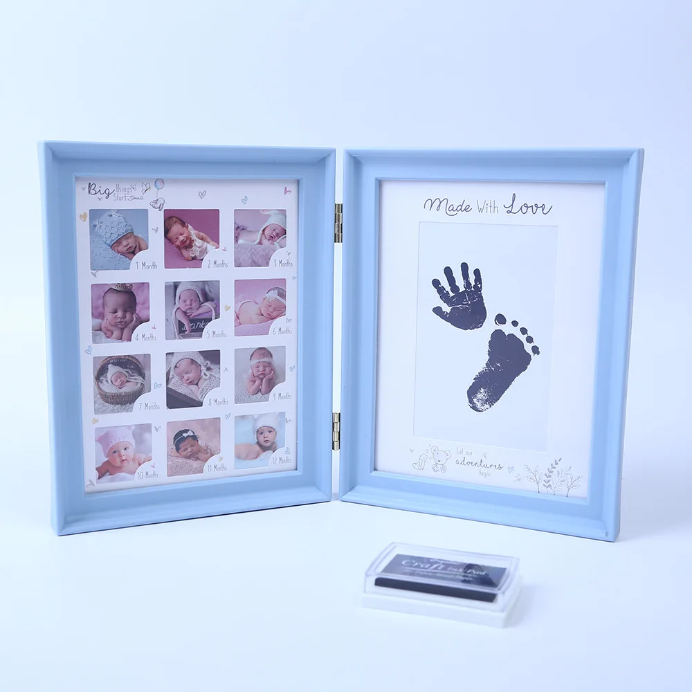 New Baby Hand and Foot Imprint Birthday Gift Children's Souvenir DIY Newborn Body Imprints Photos Plastic Photo Frame Decoration