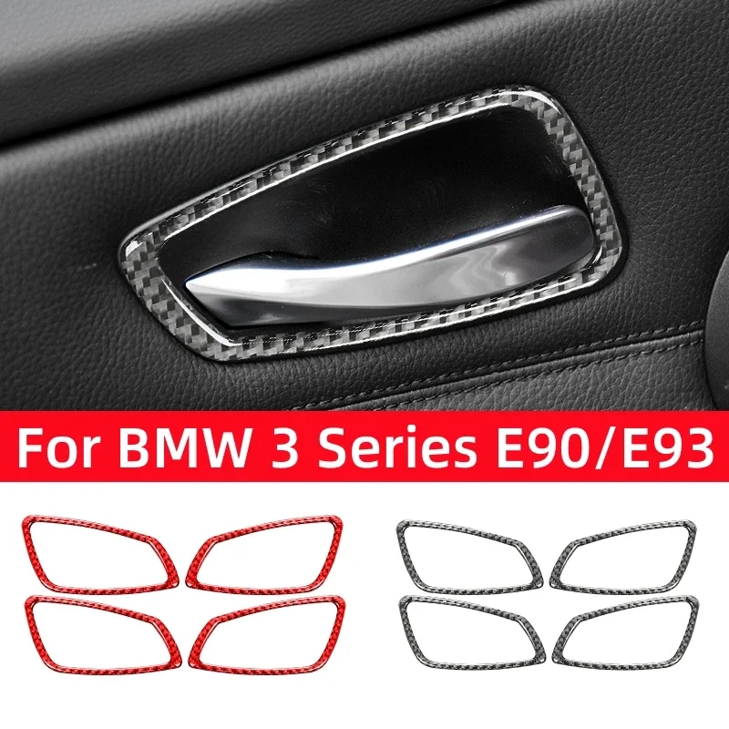 

For BMW 3 Series E90 E92 E93 M3 2005-2012 Accessories Carbon Fiber Car Interior Door Handle Decoration Ring Trim Cover Stickers