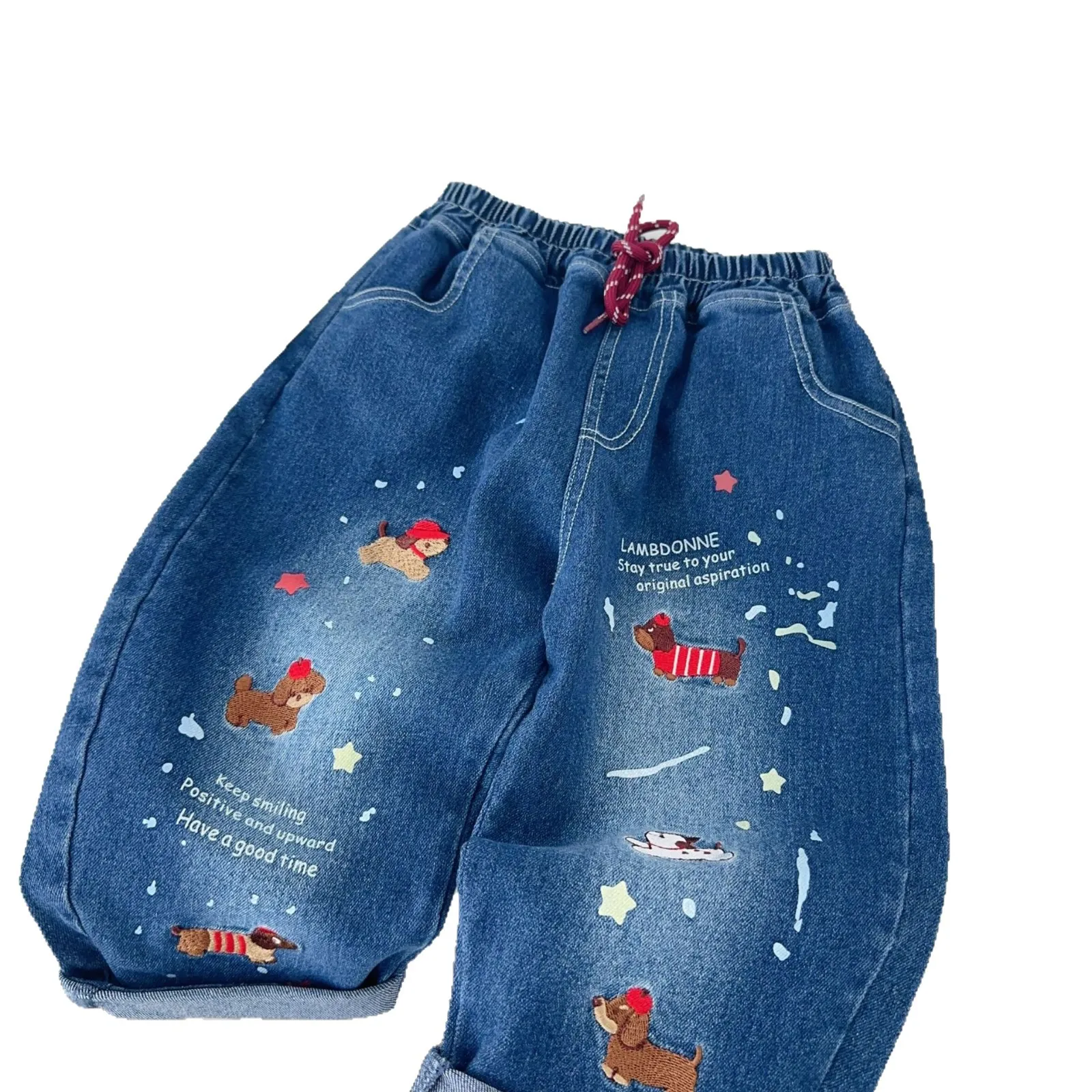 

Children's Pants Autumn Men's 25 Styles 100% Cotton Children's Jeans Cartoon Print Casual Cotton Embroidery Pants