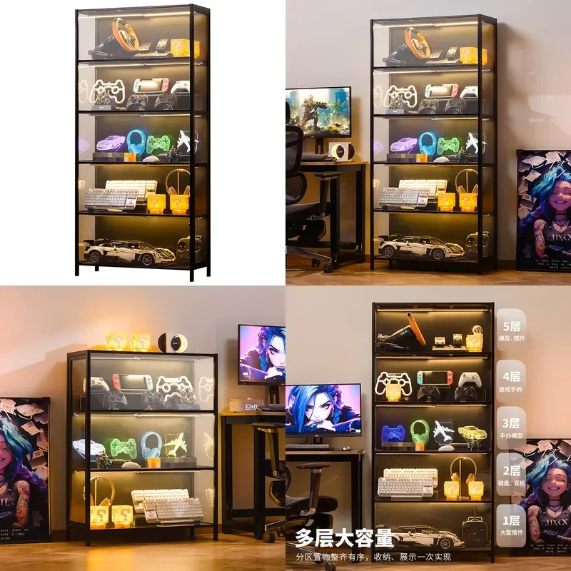 Transparent Glass Display Case for Building Block Figures Gundam Models Helmets Home Decor Storage Cabinet