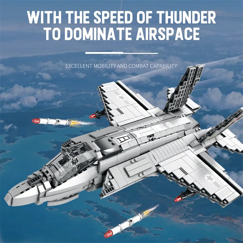 

F35Fighter Jet Model Famous WWII Military Aircraft Carrier-Based Plane Military Fan Building Blocks Toy for Boys Children's Gift