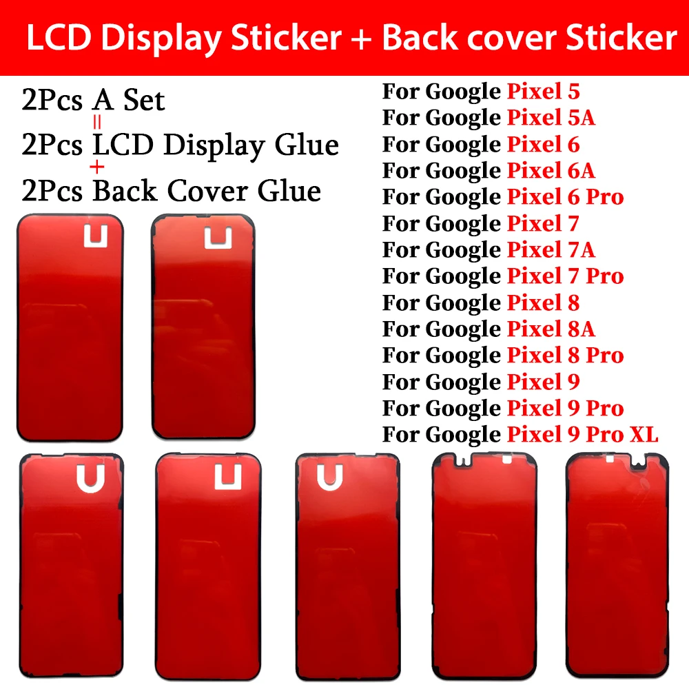 

2Pcs Back Cover Waterproof Glue LCD Screen Display Frame Bezel Seal Tape Glue Adhesive Sticker For Google Pixel 5 6 7 8 9 Pro XL
