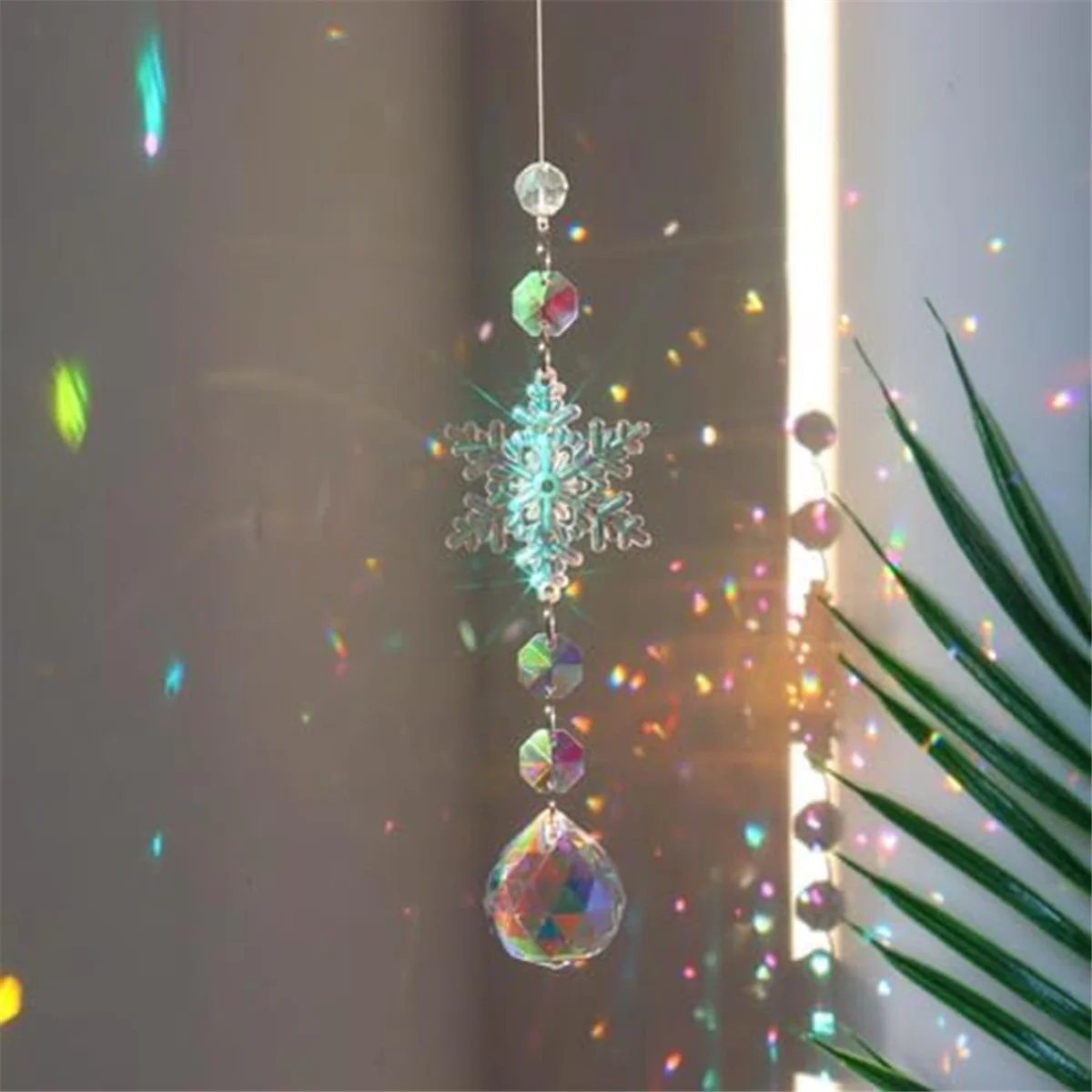 Sun Catchers Indoor Window Snowflakes Hanging Crystal Suncatcher Prism Ball Rainbow Suncatcher Snowflake Pendant