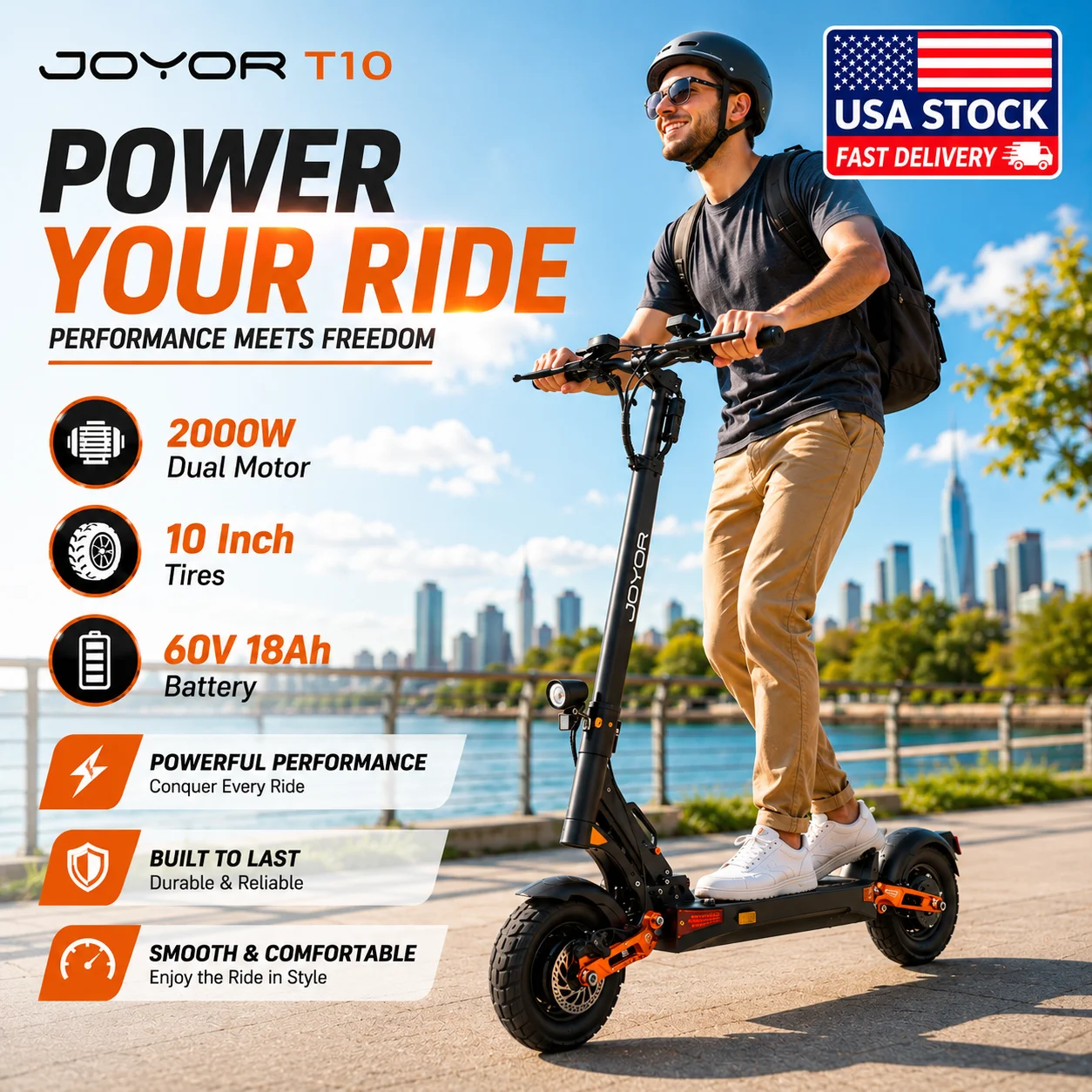 JOYOR Electric Scooter Adults 2000W Dual Motor 10 Inch Off Road Tires 60V 18Ah Fast E-Scooter Daily Commute Urban Hydraulic Disc Brakes Turn Signal Light Front Rear Shock Absorber 210mm Wide Deck Foldable Heavy Duty City Scooter
