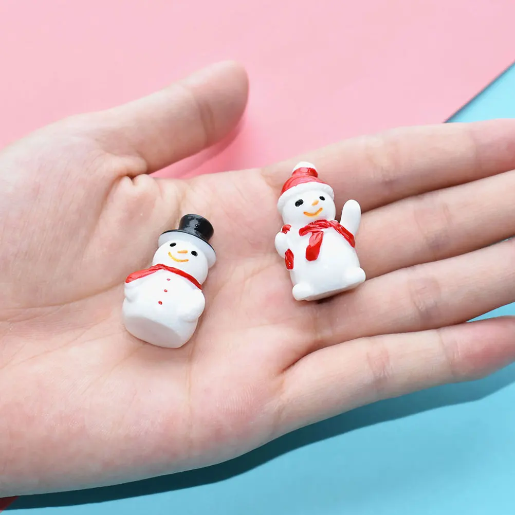 

50 Pcs Red Hat Snowman Ornaments Miniature Figurine Small Christmas Craft Embellishments Supplies Resin Tiny Figurines