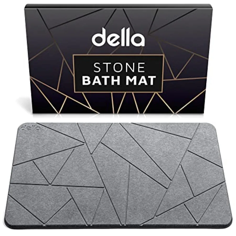 

Premium Stone Bath Mat - Modern Super Absorbent Diatomaceous Earth Shower Mat for Bathroom Floor - Quick Drying Triangle Bathma