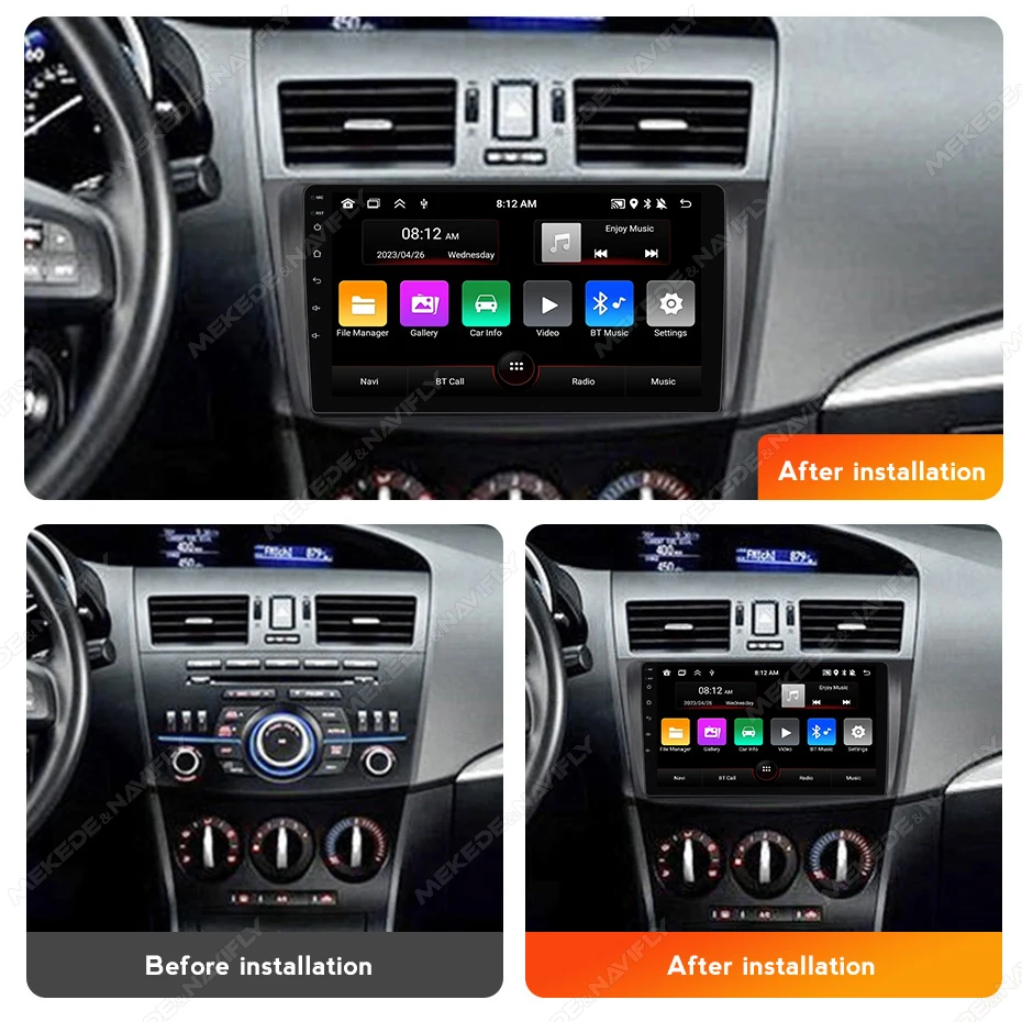 MEKEDE Android 13 FM RDS Radio 2+32GB dla Mazda 3 2010-2012 9 cali 1024*600 GPS+WiFi Multimedialne radio samochodowe Nawigacja Carplay+AUTO