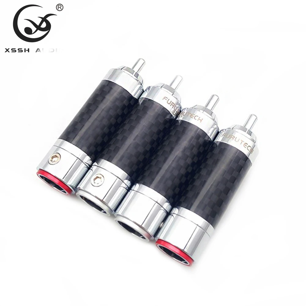 

4pcs 8pcs RCA XSSH YIVO Hi-End HIFI DIY 9mm Black Carbon Fiber Rhodium Plated Male Audio RCA Plugs Connector Jack for Cable Cord