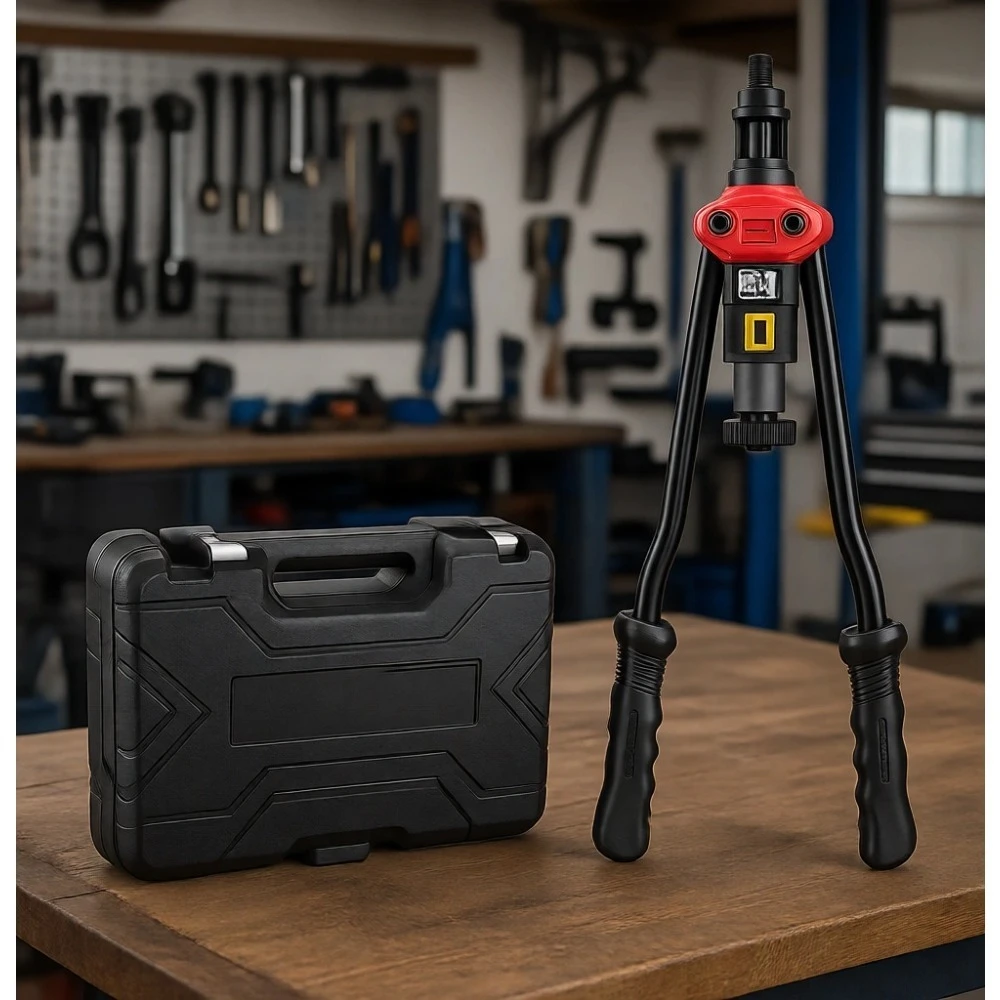 

16 Inch Labor Saving Rivnut Tool Kit with 176 Piece Rivet Nut Assortment Including 12 Metric and SAE Mandrels