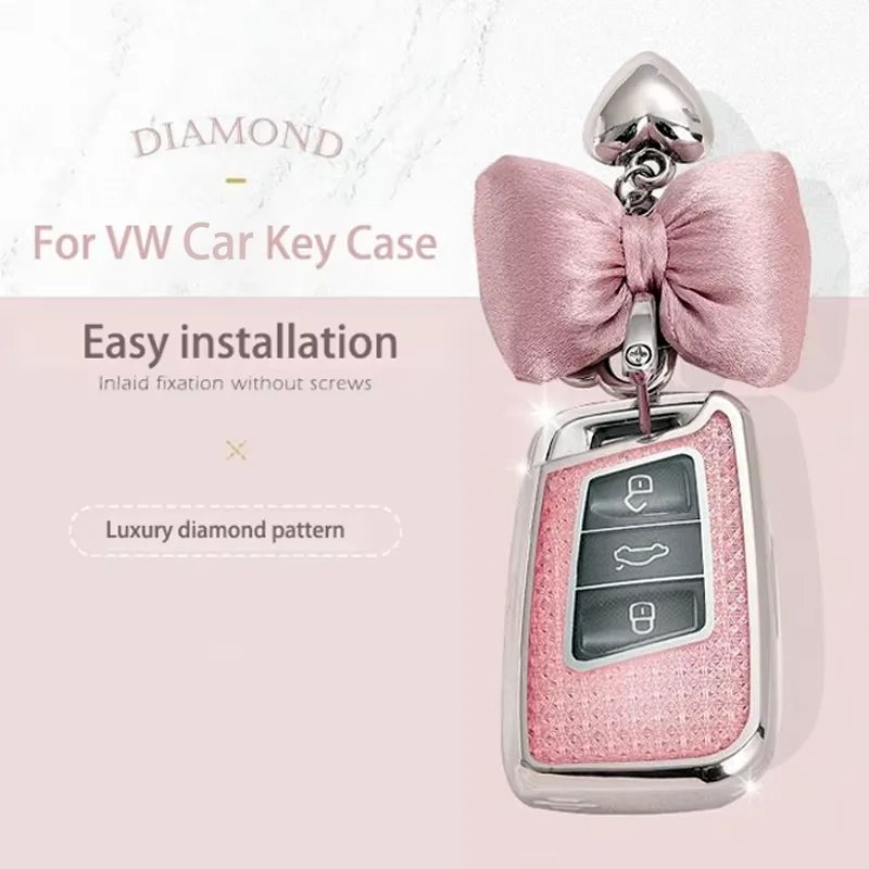 Luxury Diamond Pattern TPU for VW Volkswagen Magotan Magotan GTE Passat B6 B7 B8 CC Arteon Remote Smart Car Key Case Cover Fob