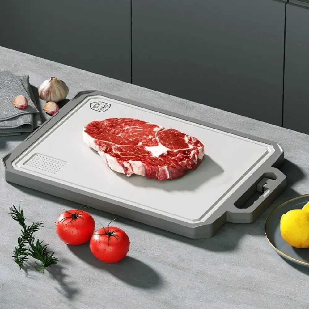 

Stainless Steel Chopping Board Double Sided Thicken Metal Cutting Board with Sharpener Large Chopping Mat Kitchen Use