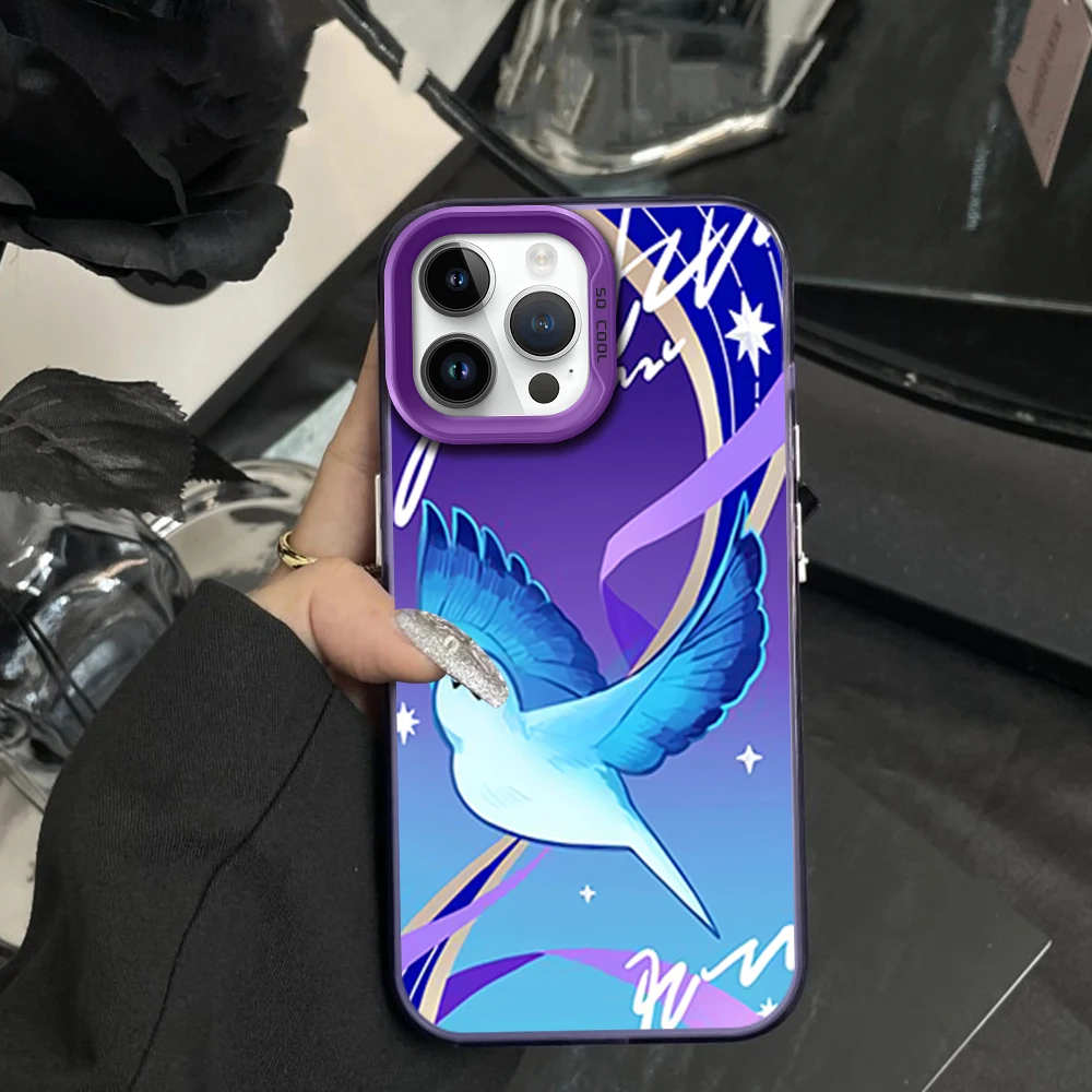 Game Honkai Star Rail Role Robin Phone Case For iPhone 16 12 13 14 15 Pro Max Plus Color Electroplated Silver IMD Laser Shell