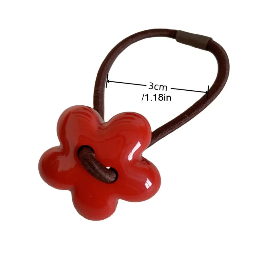 Cute Resin Red Hair Rope Meatball Head Rubber Red Hair Band Scrunchies Ponytail Holder New Year Hair Rope Daily