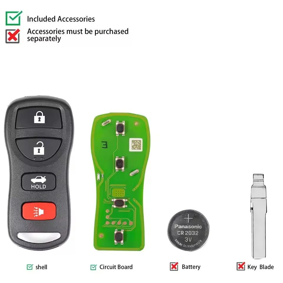 2pcs /lot Xhorse XKNI00EN Universal Wire Remote Key 3+1  4 Buttons for Nissan Type XKNI00EN English key