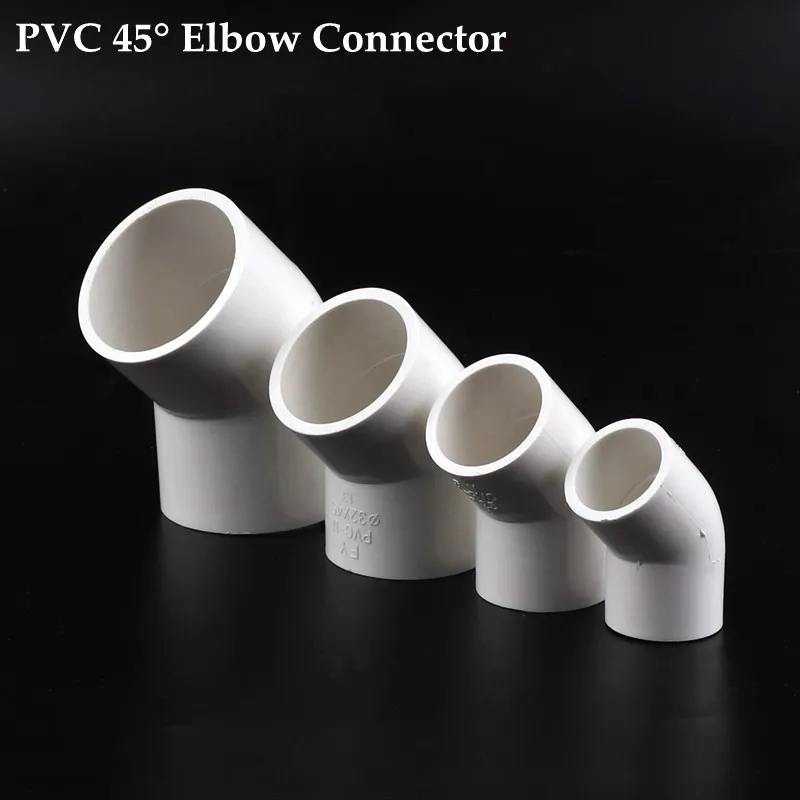 Biały 20 ~ 75mm rura PVC złącze kątowe 45 stopni pcv kolanko złącza ogrodowe złącza wodne akwarium złączka do rur Adapter