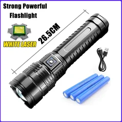 800W Laser Flashlight Built-in Battery Flash Emergency Spotlight 4km 10000LM Powerful LED Flashlight Tactical 15000mah