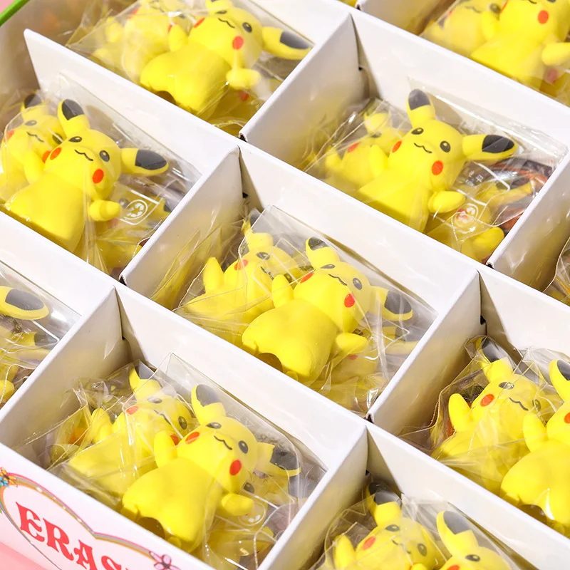 10Pcs/Set Cute Pikachu Fashion Rubber Creative Animal Pencil Eraser Adorable Mini Kawaii Stationery Kids Student Office Supplies