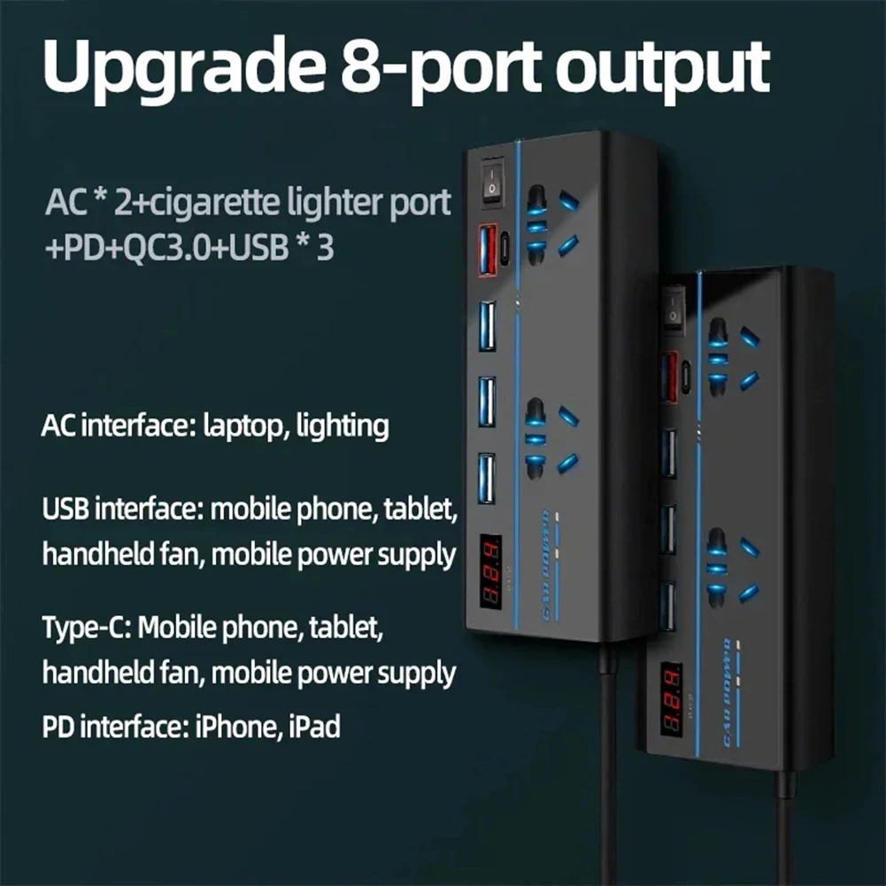 Light Brightness Car Inverter Converter Power Adapter Multiple Protection Output Power Output Voltage Package Content