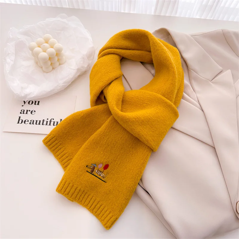 Men Women Design Knitted Scarf Winter Warm Solid Dog Pattern Shawl Fashion Thick Neck Wrap Soft Cold Proof Bib Burberry Bufanda