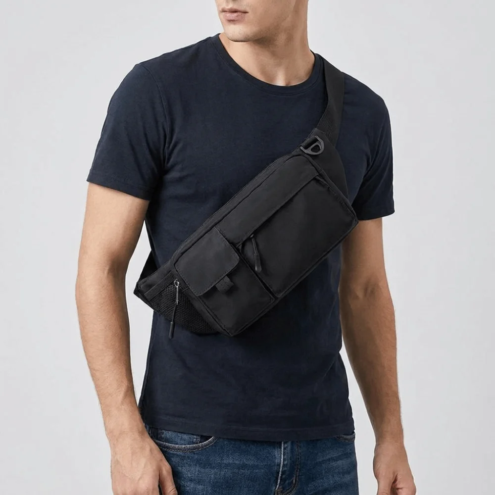 Solid Color Men Chest Bag Waist Pouch Trekking Pack Outdoor Shoulder Bag Crossbody Bags Adjustable Straps Chest Sling Bag Women