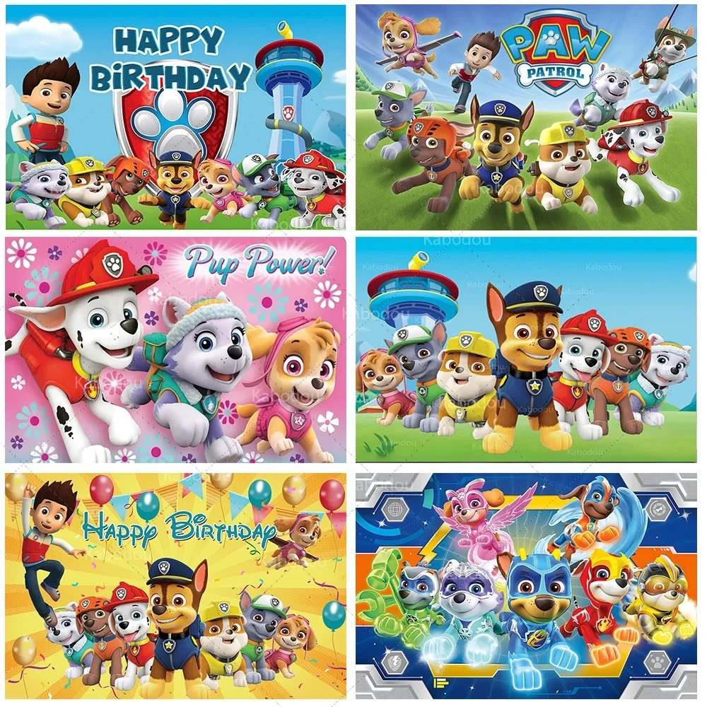 Paw Patrol Backdrop Party Decoration Kids Girs Boy Birthday Photography Background Puppy Event Banner Poster Photo Studio Props