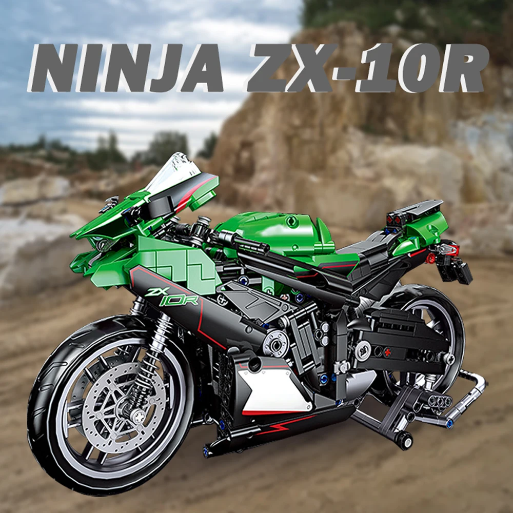 

Технические строительные блоки для мотоциклов NINJA ZX-10R, 867 шт., MOC, городская гоночная модель, наборы кирпичей для детей, рулевая подвеска, подарки