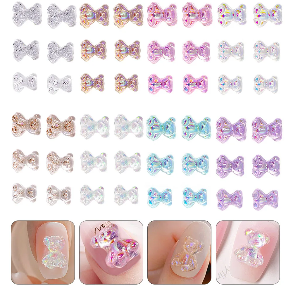 

100pcs Bear Decors Resin Charms Diy Art Patches Manicure Supplies Nail Stickers For Nail Art Decors Women Girls