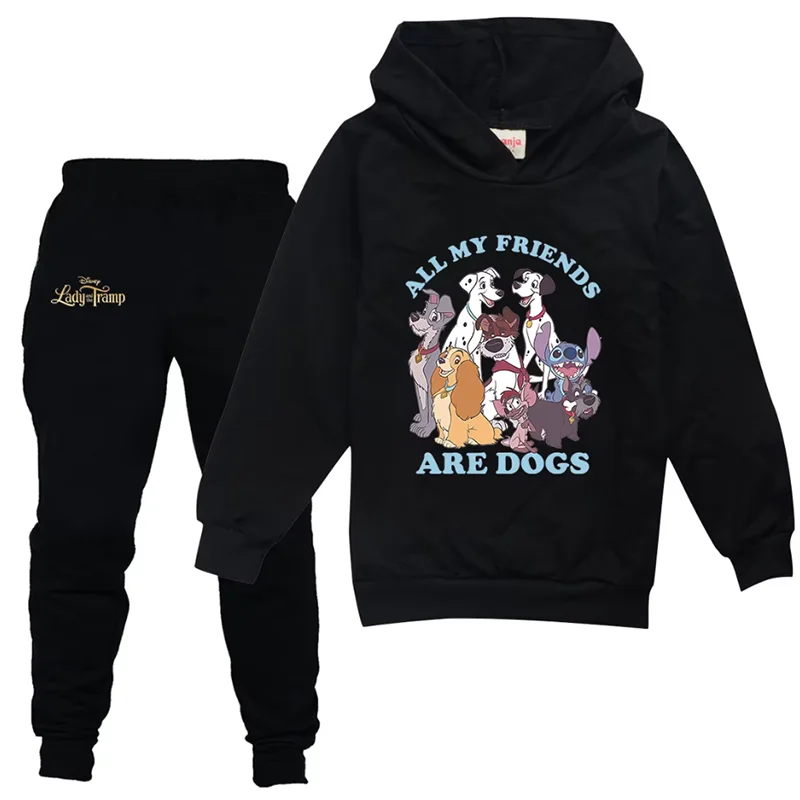 Lady and the Tramp Boys Girls Casual Thin Hoodies Pants Children Teen Outerwear Clothing Sets Kids Sportswear Suits