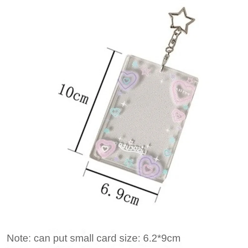 Acrylic 3 inch Photocard Holder Glitter with Pendant Keychian Photo Frame Keychain Bus Card Credit ID Bank Card Holder