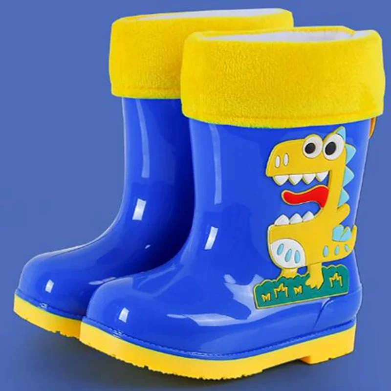 Children Removable Plush Rain Boots Boys Girls Toddler Waterproof Shoes Lightweight Spring Baby Winter Warm Kids Water Shoes