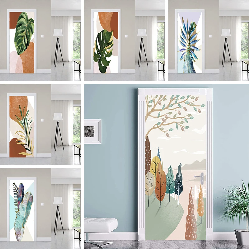 

Four Seasons Scenery Whole Door Sticker PVC Self Adhesive Removable Wallpaper Corridor Decoration Sticker