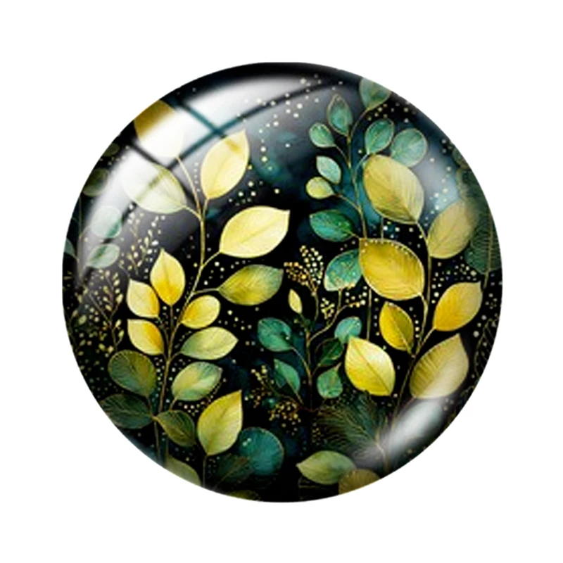 Watercolor green plants 10pcs 12mm/16mm/18mm/25mm Round Photo Glass Cabochon Demo Flat Back Making findings Price: CNY 12.48 / p
