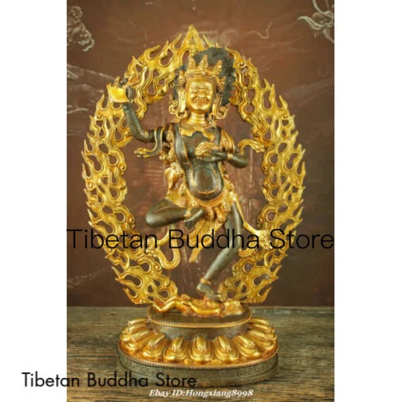 

13.3"Old Tibet Purple Bronze Gilt Temple Vajravarahi Dorje Phakmo Buddha Statue