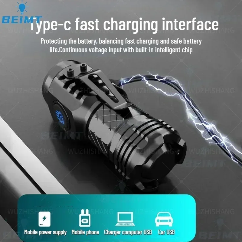 10000LM 3*SST20 LED Flashlight Built-in18350 Super Bright Torch Rechargeable USB Light Waterproof with Magnet for Hiking Camping