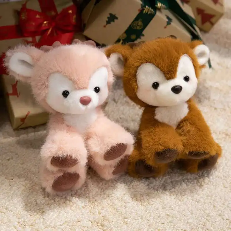 16/30cm Cute Forest Animal Stuffed Fallow Deer Plush Toy Kawaii Pink Brown Little Deerlet Plushie Soft Doll Adorable Hug Pillow