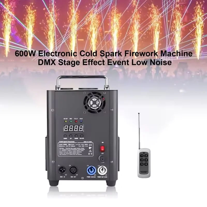 Pop DMX512 600W Cold Spark Machine & Remote Control Effect Machine Party Bar Club Wedding Concert Spark Powder Stage Event Show