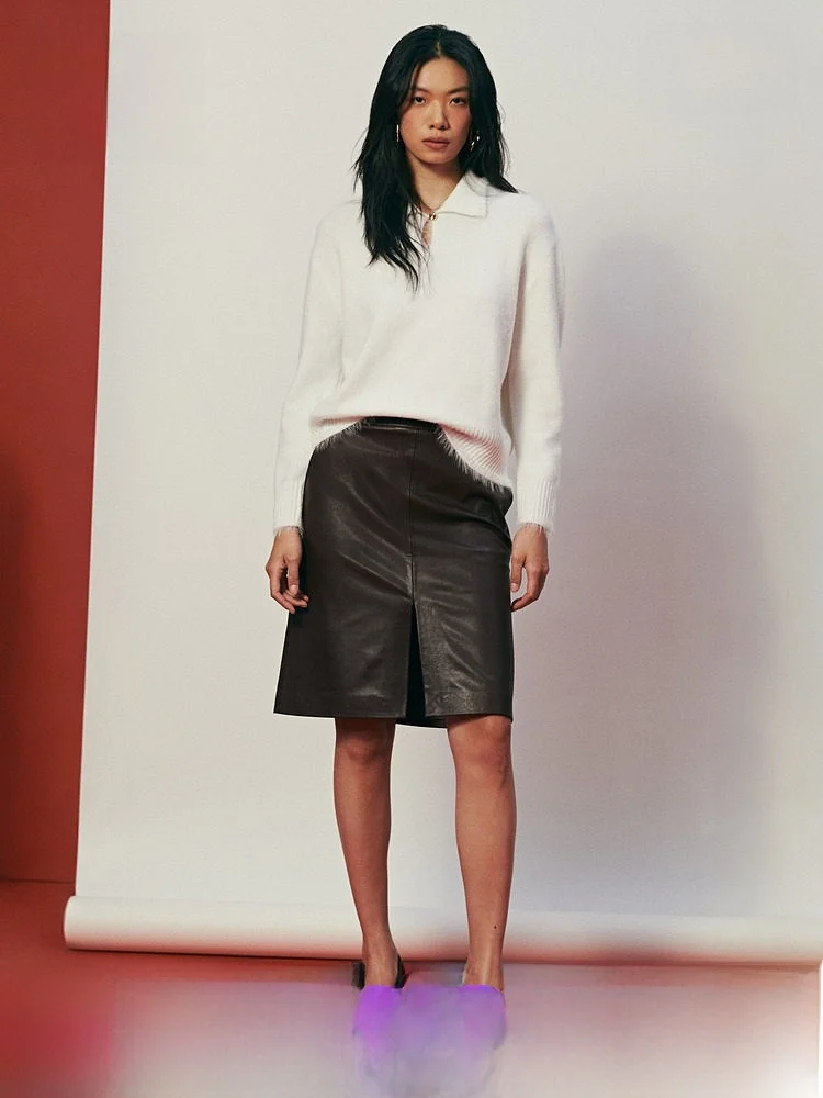 

H&M Spring Women's Knitwear Turn-down Collar Sweater Casual Fit Hollow out Wool Polyester Nylon Acrylic Polyester Blend